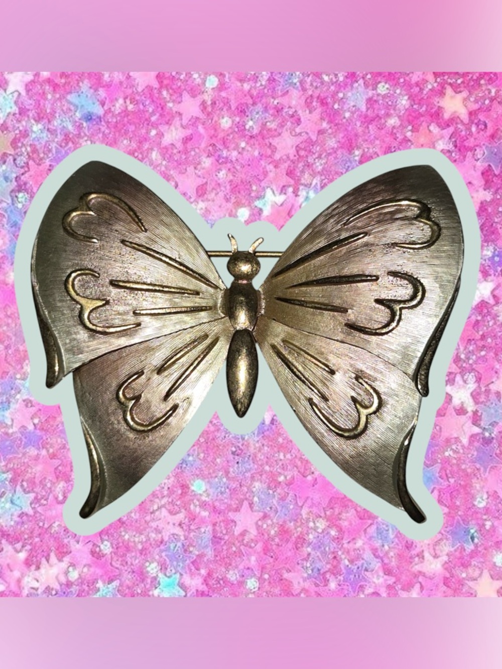 Vintage 1960s Pastelli signed butterfly brooch jewelry Monet trifari avon 50s